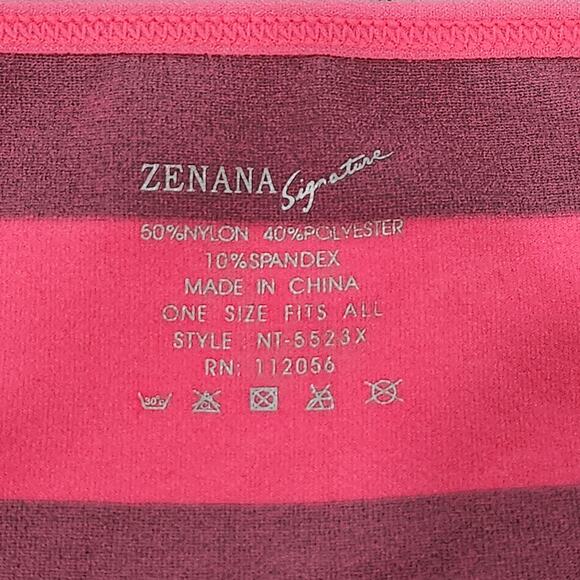 Zenana Signature Pink Gray Striped Spaghetti Strap Tank Top One Size Lightweight - Picture 4 of 4
